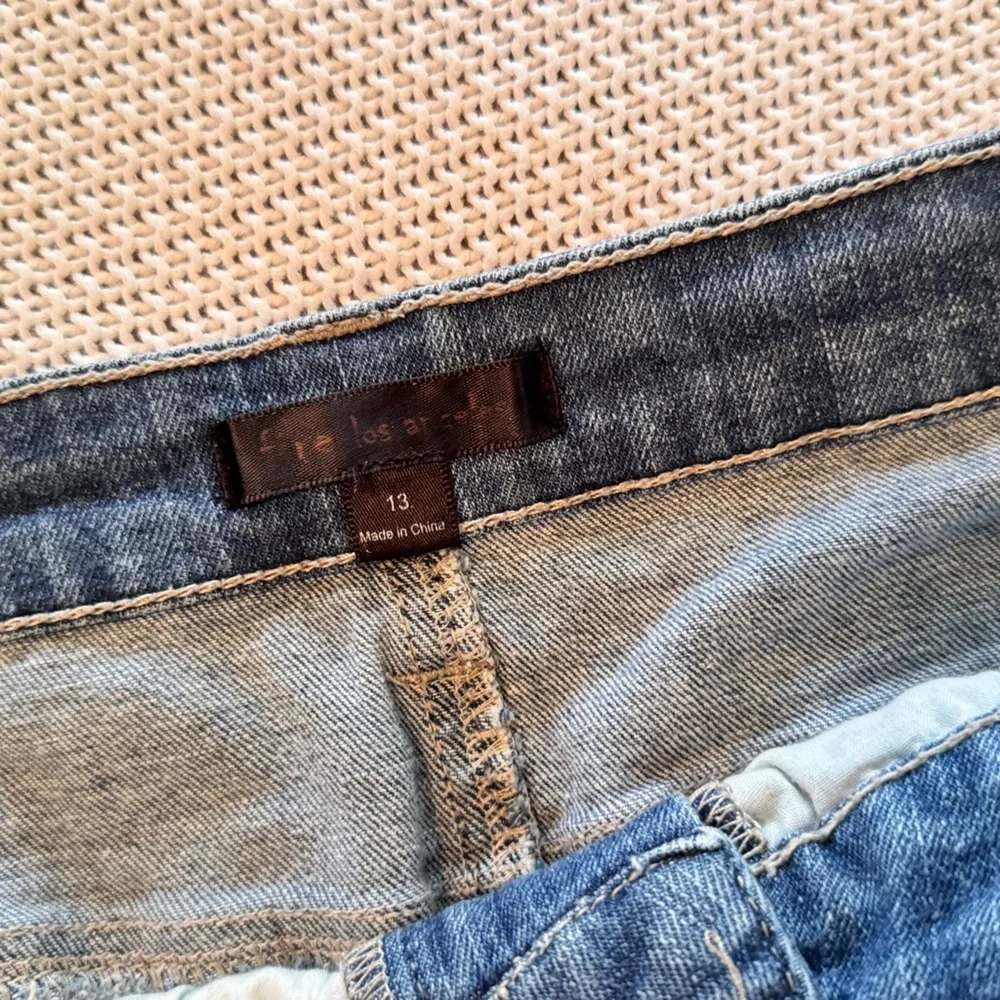 FIRE LOS ANGELES Boho Blue Jean Shorts w Chevron Embroidery